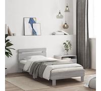 Fecpoo WGYHOME Cadre de lit avec tête de lit, 100 x 200 cm, en matériau dérivé du bois Sonoma - Tête de lit ergonomique et sommier à lattes inclus pour un sommeil confortable