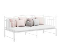 Fecpoo WGYHOME Canapé-lit extensible 90 x 200 cm - Lit de jour convertible avec rampe latérale en métal revêtu par pulvérisation Blanc Idéal pour chambre d'amis