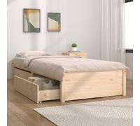 Fecpoo WGYHOME Lit avec tiroirs 75 x 190 cm - Bois de pin massif, 195,5 x 80,5 x 31 cm, 2 tiroirs, pour petit matelas simple