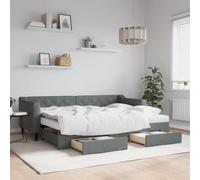 Fecpoo WGYHOME Lit de jour extensible 2 en 1 avec espace de rangement, gris foncé, 223 x 90 x 67 cm, tissu/métal/bois, avec 2 matelas en mousse, pour invités et petites pièces