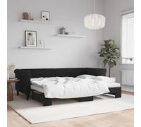 Fecpoo WGYHOME Lit de jour extensible 2 en 1, noir, 229 x 90 x 68 cm, en velours/métal/bois, pour canapé-lit et lit d'invité