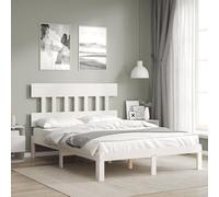 Fecpoo WGYHOME Lit en bois de pin massif blanc 140 x 190 cm - Cadre de lit durable avec une hauteur de 21 cm et un bon soutien de matelas