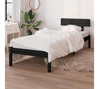 Fecpoo WGYHOME Lit en bois massif noir 90 x 190 cm en pin massif avec sommier à lattes intégré - Lit moderne pour chambre à coucher