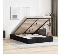 Fecpoo WGYHOME Lit ottoman 140 x 200 cm avec mécanisme de levage hydraulique et espace de rangement - Cuir synthétique noir, pour chambre à coucher, sans matelas