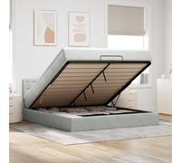 Fecpoo WGYHOME Lit ottoman avec matelas 160 x 200 cm en velours gris clair, 20 cm de haut, résistance moyenne, avec surmatelas et mécanisme de levage hydraulique