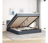 Fecpoo WGYHOME Lit ottoman avec matelas 160 x 200 cm, gris foncé, velours de polyester, 20 cm de haut, résistance moyenne, avec surmatelas