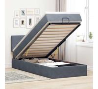 Fecpoo WGYHOME Lit ottoman avec matelas, gris foncé en velours, 80 x 200 cm, espace de rangement sous le lit, pour adultes, matelas à ressorts ensachés à fermeté moyenne