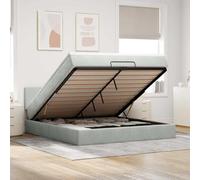 Fecpoo WGYHOME Lit ottoman avec mécanisme de levage hydraulique, gris clair, 160 x 200 cm, matelas et surmatelas en velours pour chambre à coucher