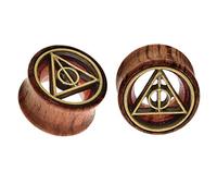 FECTAS 1 Paire de Tunnel d'oreille en Bois Brancard Double Oreille évasée Plug Expander Set Piercing Bijoux (8-20mm)
