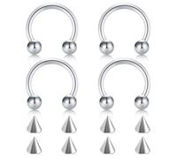 FECTAS Anneaux en Acier Chirurgical pour Septum de Nez Cercle d'oreilles Sourcils Tragus Lèvres Daith Helix Bijoux Piercing pour Femmes Hommes 16g 6mm Argent