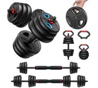 FED FITNESS 25kg 5 En 1 Kit Haltères Musculation, Poids Réglable, Disque Musculation Dumbbells Barres Pour La Salle De Sport