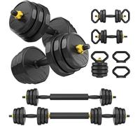 FED FITNESS - Haltères réglables - 30kg - Ensemble de musculation multifonction 5 en 1 : haltère, kettlebells, support push-up