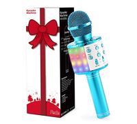 Fede Microphone Karaoké sans Fil Bluetooth avec Lumière LED Multi Couleur, Micro à Main Portable Haut-Parleur pour Enfants/Adultes Chanter, Compatible avec Android/iOS/PC/Smartphone