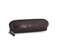 Federação Portuguesa de Futebol Trousse FPF en Cuir, Triangulaire, spacieuse, doublée avec Fermeture éclair, 20 x 5,5 x 5,5 cm, Noir, Marron (Marron)