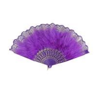 Federed Fan Vintage des années 1920 Style Clapet à plumes Dentelle pour mariage et Halloween Cosplay Fête Cosplay