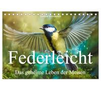 Federleicht - Das geheime Leben der Meisen (Tischkalender 2027 DIN A5 quer), CALVENDO Monatskalender: Federleicht durchs Jahr mit verschiedenen Meisenarten