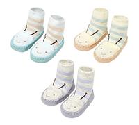 FedMois 3 Paires Chaussettes Pantoufle antidérapantes Chaussons Bébé, abeille, 6-12 mois