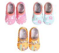 FedMois 3 Paires Chaussettes Pantoufle antidérapantes Chaussons Bébé, ours, dauphin et alpaga, taille 22/23