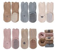 FedMois 5 Paires Chaussettes Antidérapantes en Coton Thermiques Hiver Bébé Enfant, animaux, 3-5 ans