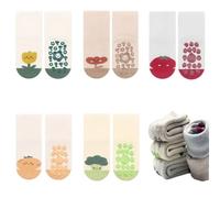 FedMois 5 Paires Chaussettes Antidérapantes en Coton Thermiques Hiver Bébé Enfant, plantes, 3-5 ans