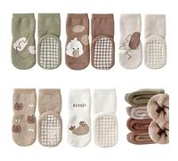 FedMois 5 Paires Chaussettes Antidérapantes en Coton Thermiques Hiver Bébé Enfant, poussin, 0-1 an