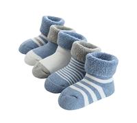 FedMois 5 Paires Chaussettes en Coton Thermiques Chaudes Hiver Bébé Nouveau-né, Bleu, 6-12 mois