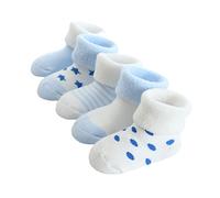 FedMois 5 Paires Chaussettes en Coton Thermiques Chaudes Hiver Bébé Nouveau-né, Ciel bleu, 0-6 mois