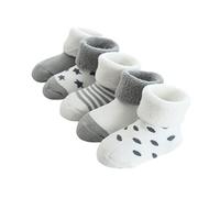 FedMois 5 Paires Chaussettes en Coton Thermiques Chaudes Hiver Bébé Nouveau-né, Gris, 6-12 mois