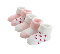 FedMois 5 Paires Chaussettes en Coton Thermiques Chaudes Hiver Bébé Nouveau-né, Rose, 0-6 mois