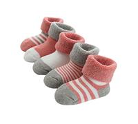 FedMois 5 Paires Chaussettes en Coton Thermiques Chaudes Hiver Bébé Nouveau-né, Rouge, 12-24 mois