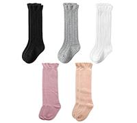 FedMois 5 Paires Chaussettes hautes (au dessus du Genou) en Coton Bébé Enfant, Multicolore, 3-5 ans