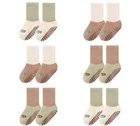 FedMois 6 Paires Chaussettes Antidérapantes en Coton Thermiques Hiver Bébé Enfant, Dinosaures, 3-5 ans