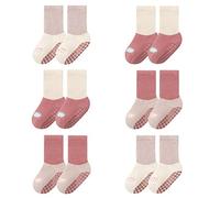 FedMois 6 Paires Chaussettes Antidérapantes en Coton Thermiques Hiver Bébé Enfant, Lapins, 1-3 ans