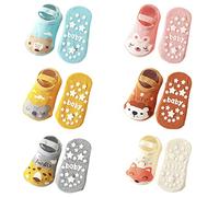 FedMois 6 Paires Chaussettes Antidérapantes Invisibles en Coton Bébé Enfant, Le renard, 0-1 an