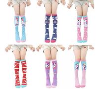 FedMois 6 Paires Chaussettes hautes au-dessus du genou 3-10 ans Enfant Fille, licornes