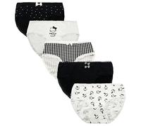FedMois Culotte Ado Fille Coton Slip sous-vêtement, Lot de 5, Noir et Blanc, 10-12 Ans