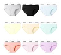 FedMois Culotte Ado Fille Coton Slip sous-vêtement, Lot de 9, Lettre, 10-11 Ans