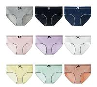 FedMois Culotte Ado Fille Coton Slip sous-vêtement, Lot de 9, nœud Papillon, 8-9 Ans