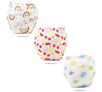 FedMois Culotte Apprentissage Propreté Garcon Fille Culotte d'apprentissage Enfant Lavable, Lot de 3, Arc-en-Ciel, Fruit et Poisson, 3-4 Ans