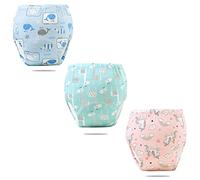FedMois Culotte Apprentissage Propreté Garcon Fille Culotte d'apprentissage Enfant Lavable, Lot de 3, Baleine, Girafe et Licorne, 1-2 Ans