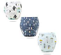 FedMois Culotte Apprentissage Propreté Garcon Fille Culotte d'apprentissage Enfant Lavable, Lot de 3, Cactus, Ours et Bateau, 2-3 Ans