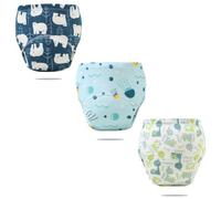 FedMois Culotte Apprentissage Propreté Garcon Fille Culotte d'apprentissage Enfant Lavable, Lot de 3, Ours Polaires, Méduses et Dinosaures, 2-3 Ans