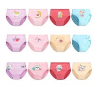 FedMois Culotte Fille Coton Boxer Slip sous-vêtement, Lot de 12, Flamants, Chats et Ours, 2-3 Ans