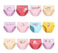 FedMois Culotte Fille Coton Boxer Slip sous-vêtement, Lot de 12, Lapin, Licorne et Canard, 2-3 Ans