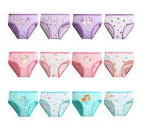 FedMois Culotte Fille Coton Boxer Slip sous-vêtement, Lot de 12, Licorne, Chat et Sirène, 2-3 Ans