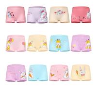 FedMois Culotte Fille Coton Boxer Slip sous-vêtement, Lot de 12, Licorne, Lapin et Girafe, 7-9 Ans