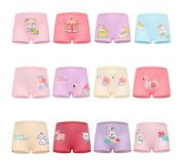 FedMois Culotte Fille Coton Boxer Slip sous-vêtement, Lot de 12, Ours, Chats et Flamants, 3-5 Ans