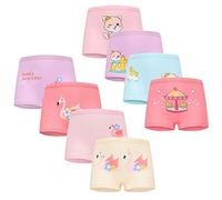 FedMois Culotte Fille Coton Boxer sous-vêtement, Lot de 8, Flamants et Chats, 2-3 Ans