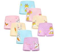 FedMois Culotte Fille Coton Boxer sous-vêtement, Lot de 8, Lapin et Girafe, 7-9 Ans