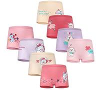 FedMois Culotte Fille Coton Boxer sous-vêtement, Lot de 8, Licorne et Ours, 2-3 Ans